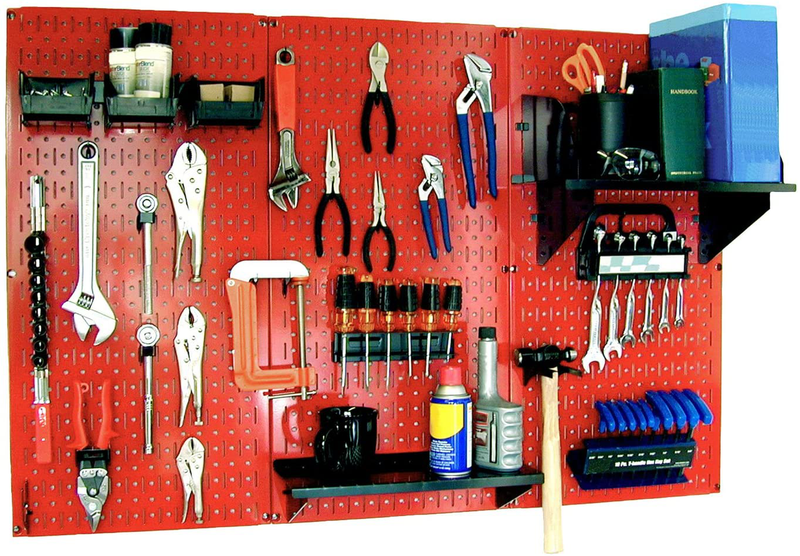 Pegboard Organizer Wall Control 4 ft. Metal Pegboard Standard Tool Storage Kit with Galvanized Toolboard and Black Accessories Hardware > Hardware Accessories > Tool Storage & Organization Wall Control Red/Black Storage 