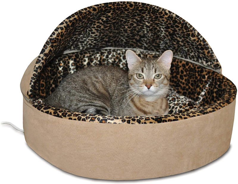 K&H Pet Products Heated Deluxe Thermo-Kitty Cat Bed with Removable Hood Animals & Pet Supplies > Pet Supplies > Cat Supplies > Cat Beds Central Garden & Pet Tan Retail Package Small (16 in)