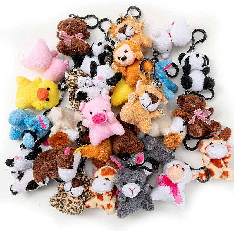 JOYIN 28 Pack Valentines Day Gifts Cards for Kids with Animal Plush Toy Key Chain Stress Relief Fidget Toy for Valentine'S Classroom Exchange Cards and Valentines Party Favor