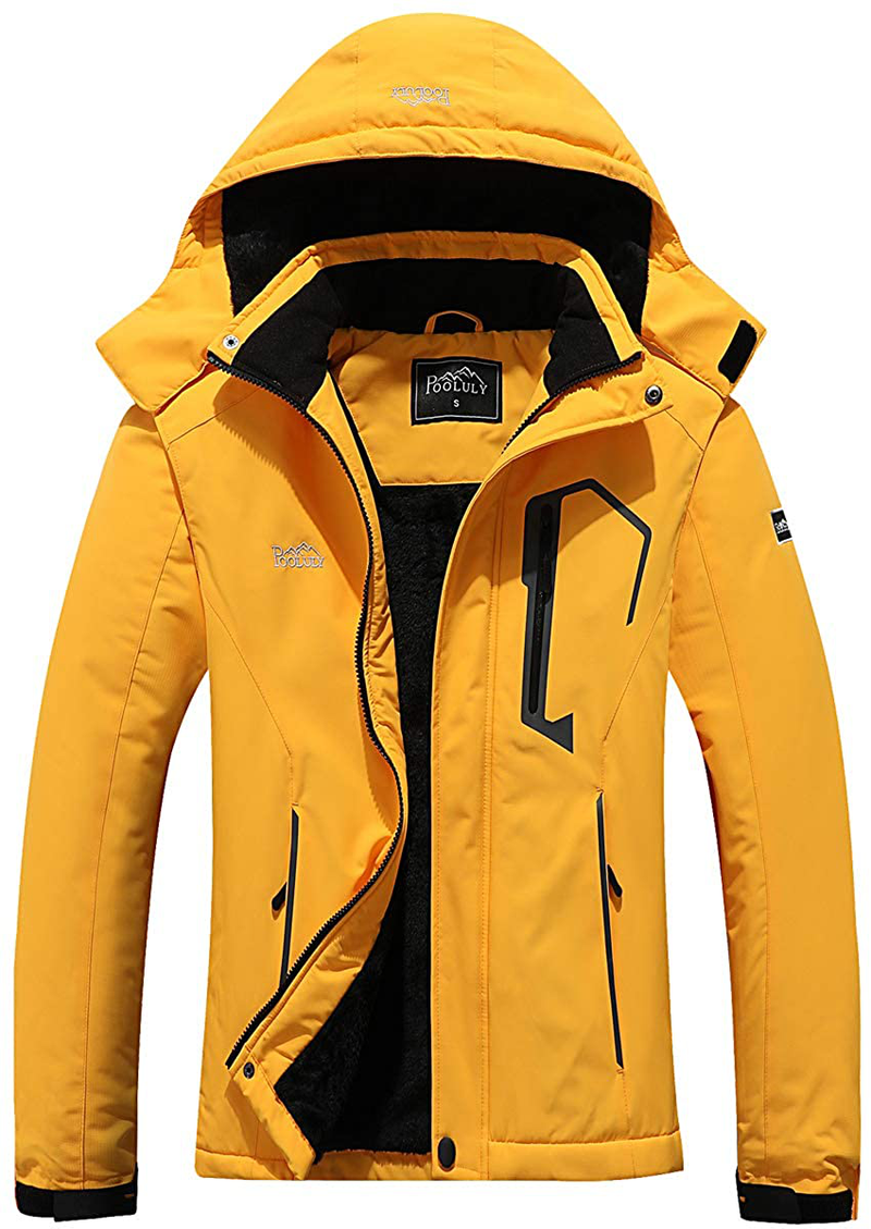 Pooluly Women's Ski Jacket Warm Winter Waterproof Windbreaker Hooded Raincoat Snowboarding Jackets  Pooluly Orange XX-Large 