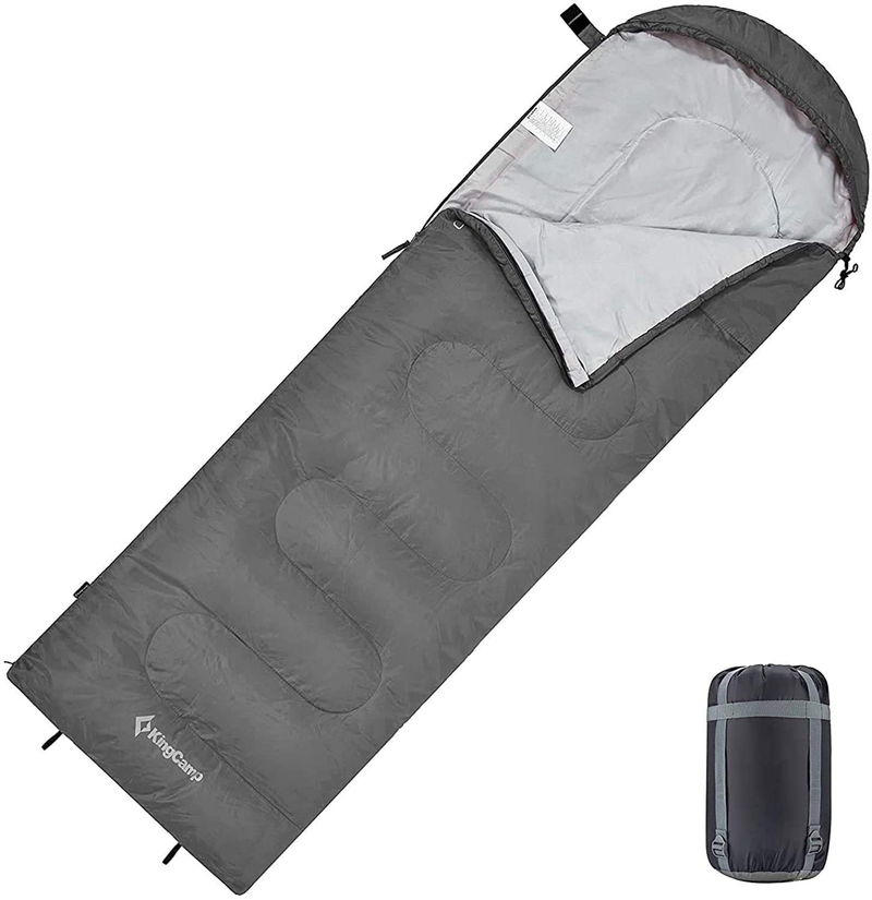 Kingcamp Sleeping Bag 44℉ Great for Kids, Boys, Girls, Teens & Adults Ultralight with Compact Bags for Outdoor Camping Backpacking and Hiking 86.6”X29.5” Sporting Goods > Outdoor Recreation > Camping & Hiking > Sleeping BagsSporting Goods > Outdoor Recreation > Camping & Hiking > Sleeping Bags KingCamp Gray  