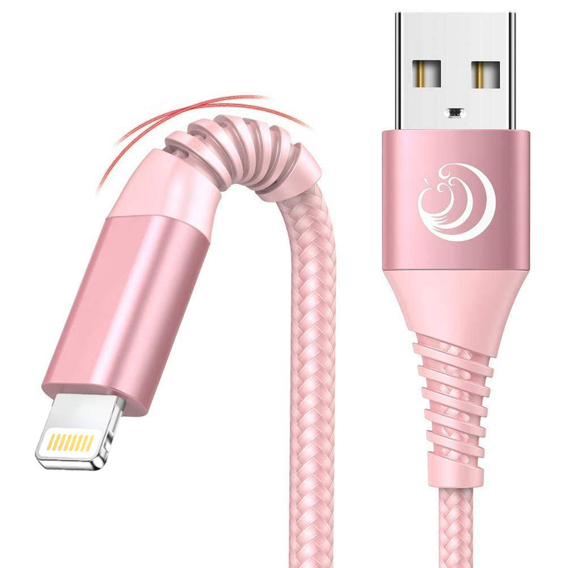 iPhone Charger 6ft 2Pack Aioneus Mfi Certified Lightning Cable Fast Charging Nylon Braided Phone Charger Cord Compatible with iPhone 12 Pro Max 11 Pro Xr Xs Max 10 8 Plus 7 6 6s 5c,SE 2020,iPad Electronics > Electronics Accessories > Power > Power Adapters & Chargers Aioneus Pink  