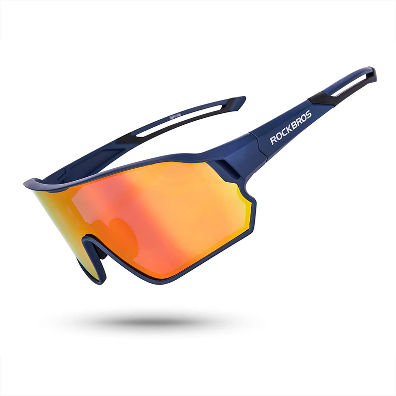ROCKBROS Polarized Sunglasses for Men Women UV Protection Cycling Sunglasses Sporting Goods > Outdoor Recreation > Cycling > Cycling Apparel & Accessories ROCK BROS Blue  