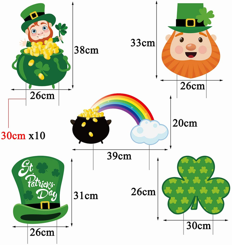 JOZON Pack of 5 St. Patrick'S Day Yard Signs with Stakes for Lawn Yard Outdoor Decorations Signs Shamrock Hat Leprechaun Rainbow Signs Irish Saint Patrick’S Day Outdoor Lawn Decorations Arts & Entertainment > Party & Celebration > Party Supplies JOZON   
