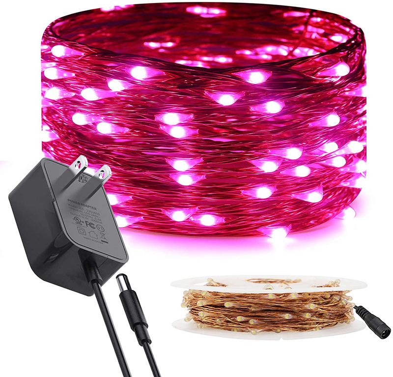 RUICHEN Fairy Lights Plug In, 66 Ft 200 LED Starry String Lights with Spool, Waterproof Copper Wire Decorative Lights for Christmas, Valentine'S Day, Girls Room, Wedding, Party (Pink) Home & Garden > Lighting > Light Ropes & Strings RUICHEN 33Ft 100LED  