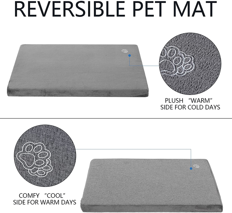 EMPSIGN Stylish Dog Bed Mat Dog Crate Pad Mattress Reversible (Warm & Cool), Water Proof Linings, Removable Machine Washable Cover, Firm Support Pet Crate Bed for Small to Xx-Large Dogs, Grey Animals & Pet Supplies > Pet Supplies > Dog Supplies > Dog Beds EMPSIGN   