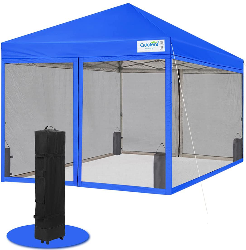 Quictent 10X10 Easy Pop up Canopy Tent Screened with Mosquito Netting Instant Gazebo Screen House Room Tent Waterproof, Roller Bag & 4 Sand Bags Included(Tan) Sporting Goods > Outdoor Recreation > Camping & Hiking > Mosquito Nets & Insect Screens Quictent Royal Blue 8 Feet x 8 Feet 