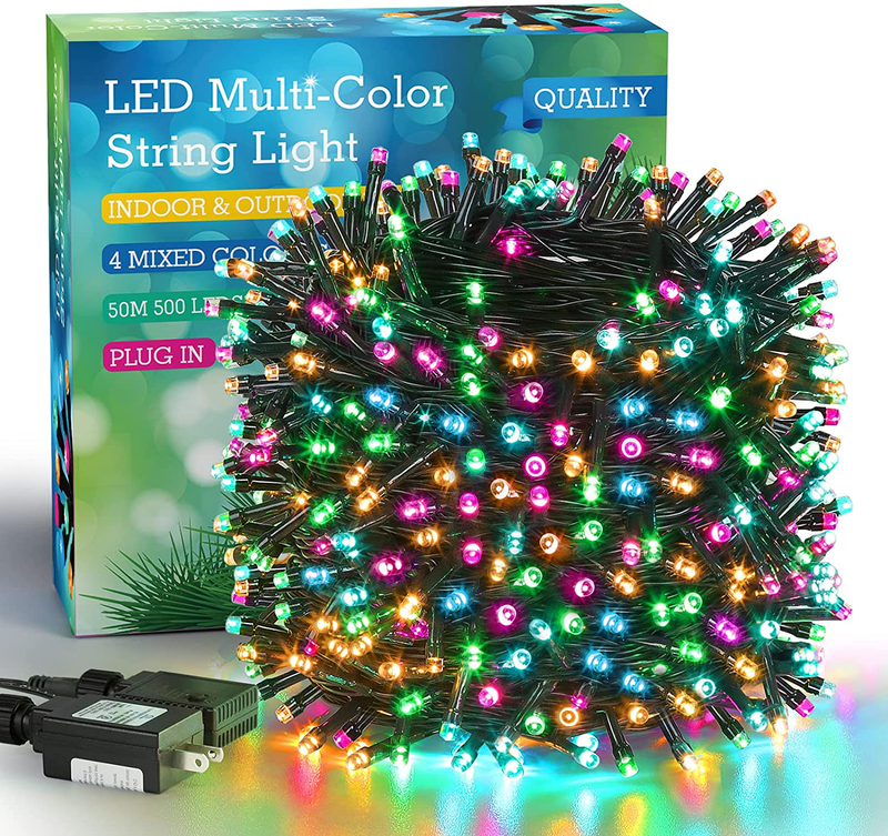 Quntis 328FT 1000 LED Christmas Tree Lights, Outdoor Indoor Multicolored Xmas String Lights 8 Modes Holiday Fairy Twinkle Decoration Lights Plug in for Home Garden Wedding Party Valentine'S Day Home & Garden > Decor > Seasonal & Holiday Decorations Quntis 164FT  