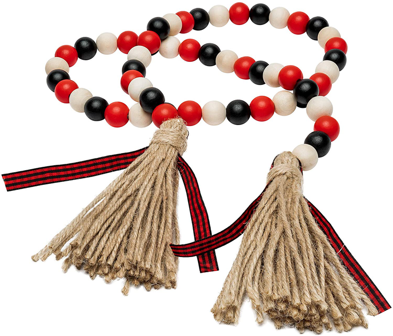 R HORSE Valentine'S Day Wood Beads, 41’’ Wood Bead Garland Tassel Heart Tassel Garland Farmhouse Rustic Beads with Jute Rope Plaid Tassel Natural Wood Beads Décor for Party Valentine'S Day Gift Home & Garden > Decor > Seasonal & Holiday Decorations R HORSE Scotland 41.0 Inches 