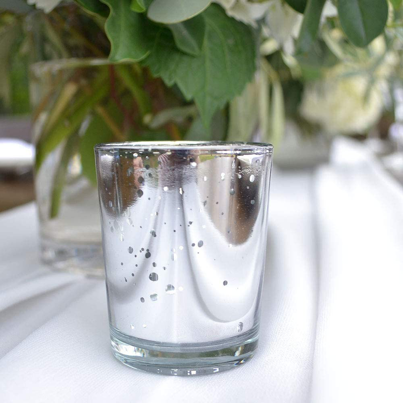 Just Artifacts Mercury Glass Votive Candle Holder 2.75" H (6pcs, Speckled Silver) -Mercury Glass Votive Tealight Candle Holders for Weddings, Parties and Home Decor Home & Garden > Decor > Home Fragrance Accessories > Candle Holders Just Artifacts   