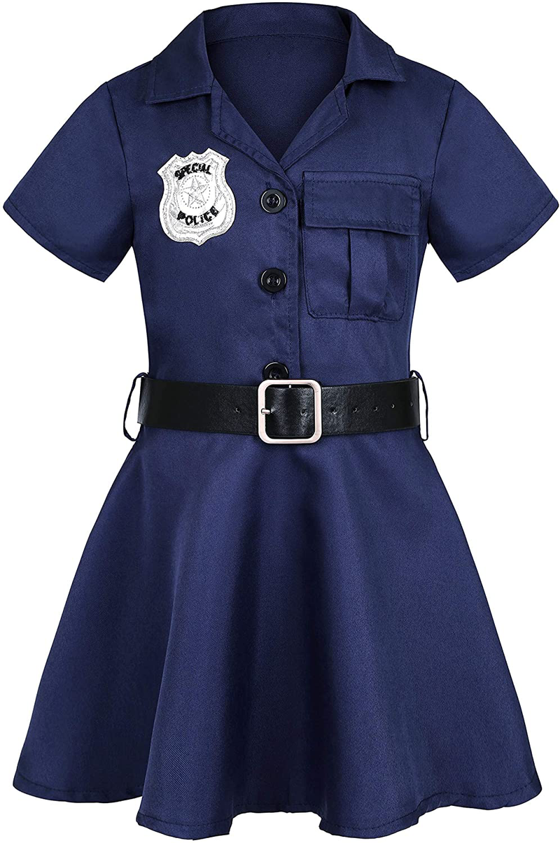 Getyothtop Girls Police Officer Costume Halloween Cosplay Costume Apparel & Accessories > Costumes & Accessories > Costumes Getyothtop   