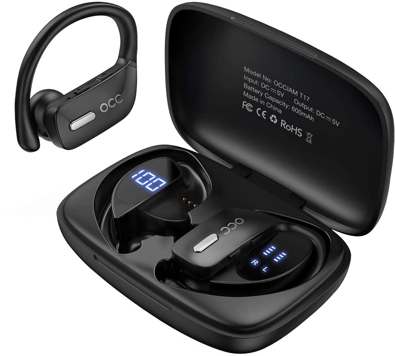 Wireless Earbuds Occiam Bluetooth Headphones 48H Play Back Earphones TWS Deep Bass in Ear Waterproof with Microphone LED Display for Sports Black Electronics > Audio > Audio Components > Headphones & Headsets > Headphones occiam Black  