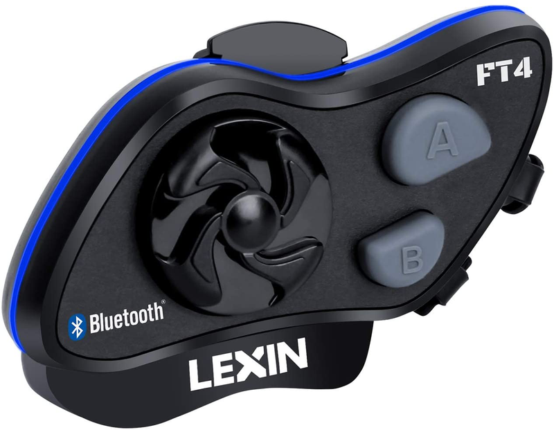 LEXIN 1pc LX-FT4 1-4 Rider Motorcycle Bluetooth Headset with FM Radio, Helmet Communication Intercom Systems with Advanced Noise Cancellation for Motorcycle Off-Road Snowmobile Range up to 1.2 Miles  LEXIN FT4 Single Pack  