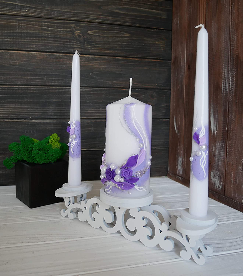 Magik Life Unity Candle Set for Wedding - Wedding Accessories for Reception and Ceremony - Decorative Pillars Violet Home & Garden > Decor > Home Fragrances > Candles Magik Life   