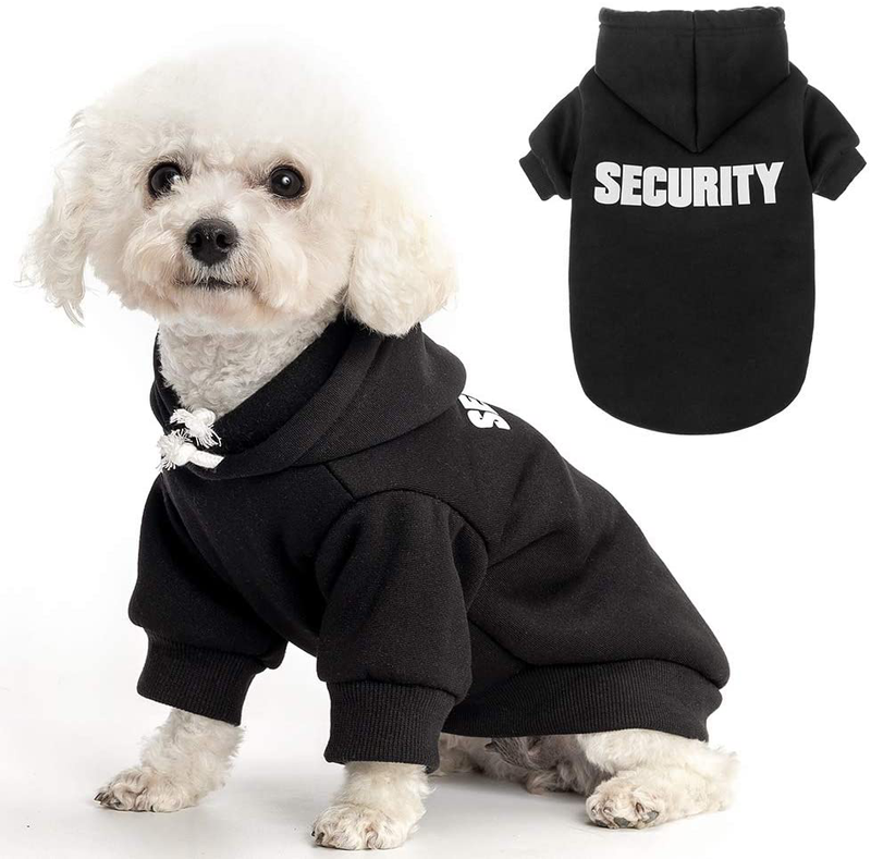 Dog Hoodie Pet Clothes - Security Printed Pet Sweaters with Hat Soft Cotton Coat Winter for Small Medium Large Dogs Cats Animals & Pet Supplies > Pet Supplies > Dog Supplies > Dog Apparel SCENEREAL Small  