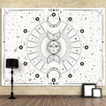 Sun Moon Tapestry Wall Hanging Stars Space Psychedelic Black and White Tapestries Wall Tapestry for Bedroom Aesthetic Home Wall Room Decor (Mysterious Black, 51.2x59.1 Inches, 130x150 cm) Home & Garden > Decor > Artwork > Decorative Tapestries Hihealer Bright White 60x80 Inches, 150x200 cm 