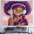 SARA NELL Tapestry Black Girl African American Girl Love Music Tapestries Hippie Art Wall Hanging Throw Tablecloth 50X60 Inches for Bedroom Living Room Dorm Room Home & Garden > Decor > Artwork > Decorative Tapestries SARA NELL Black Girl African American Girl Love Music 50x60 inches 