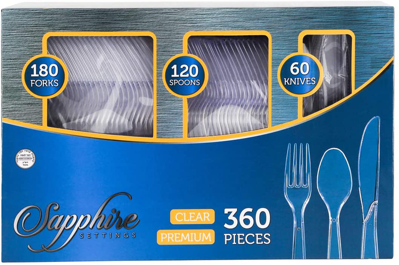 Party Bargains Disposable Cutlery set, Color: Clear, Count: 360 Pcs (SAPPHIRE)