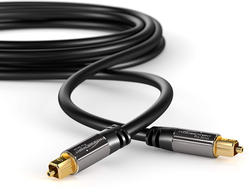 KabelDirekt – 10 feet – Optical Digital Audio Cable (Fiber Optic, TOSLINK, Male to Male, Home Theater, Gold Plated, for PlayStation/PS4 & Xbox – Pro Series)