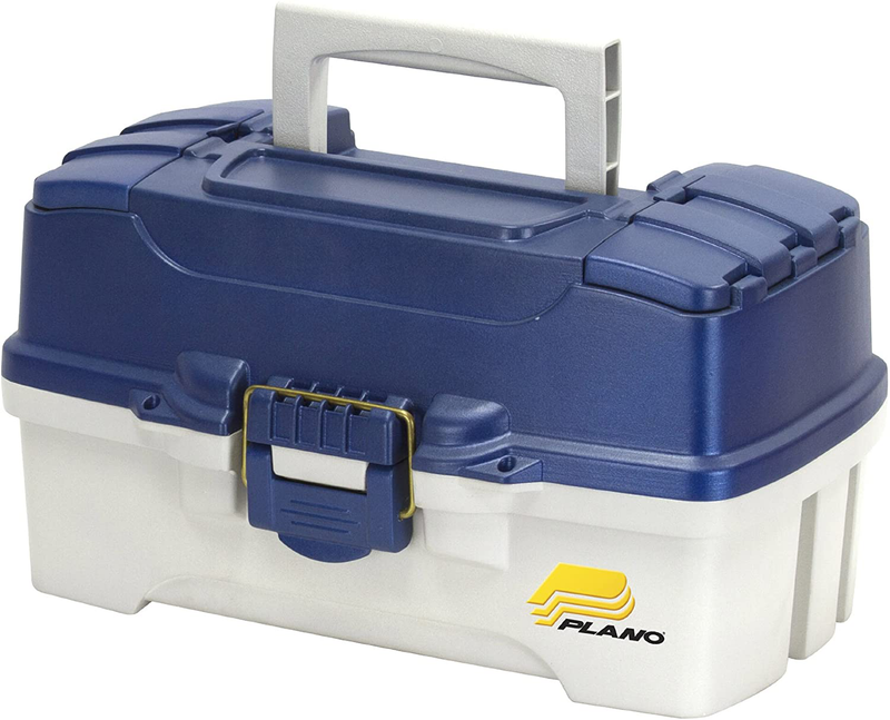 Plano One, Two, and Three Tray Tackle Box Sporting Goods > Outdoor Recreation > Fishing > Fishing Tackle Plano Blue Metallic/Off White Two-Tray 