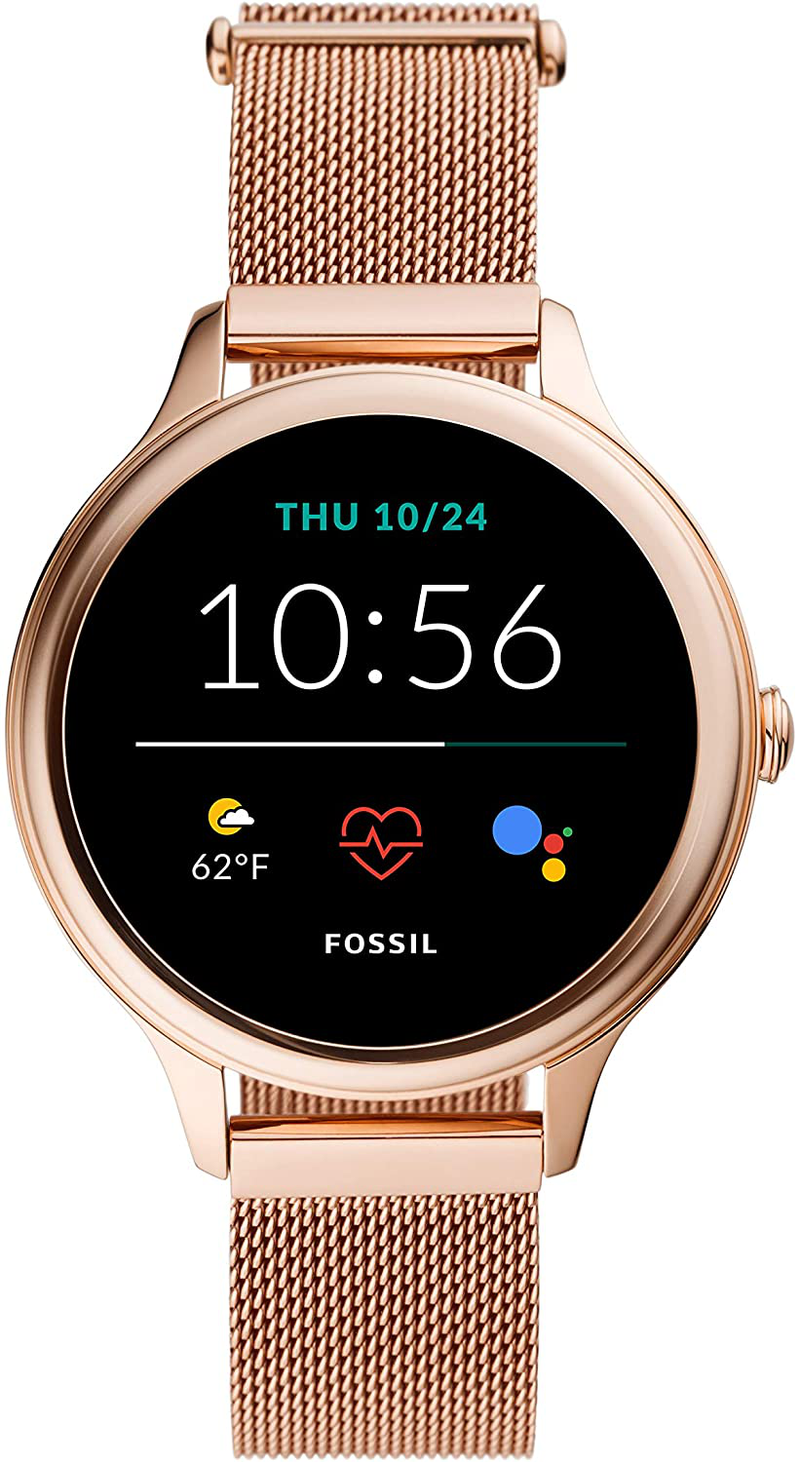 Fossil Women's Gen 5E 42mm Stainless Steel Touchscreen Smartwatch with Speaker, Heart Rate, Contactless Payments and Smartphone Notifications Apparel & Accessories > Jewelry > Watches Fossil Rose Gold  