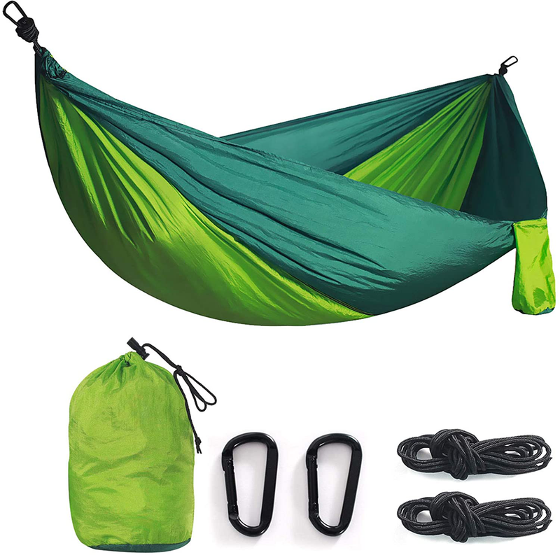 Double& Single Camping Hammock Nylon Portable Parachute Lightweight for Backyard, Hiking, Beach Home & Garden > Lawn & Garden > Outdoor Living > Hammocks ROYALTY Bright Green/Dark Green Full 