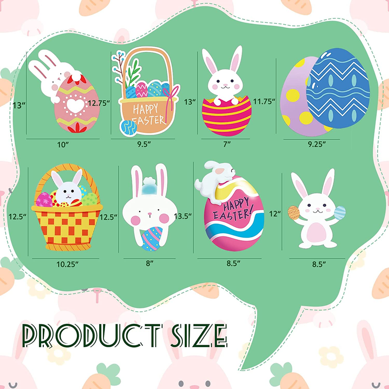 Easter Yard Sign, Easter Outdoor Decorations, 8 PCS Happy Easter Yard Signs with Stakes - Fadeless, Waterproof, Sturdy - Cute Egg Bunny Pattern Easter Decorations Outdoor Home & Garden > Decor > Seasonal & Holiday Decorations PUPPY GO   