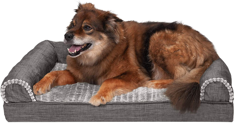Furhaven Orthopedic, Cooling Gel, and Memory Foam Pet Beds for Small, Medium, and Large Dogs and Cats - Luxe Perfect Comfort Sofa Dog Bed, Performance Linen Sofa Dog Bed, and More Animals & Pet Supplies > Pet Supplies > Dog Supplies > Dog Beds Furhaven Faux Fur & Linen Charcoal Sofa Bed (Cooling Gel Foam) Large (Pack of 1)