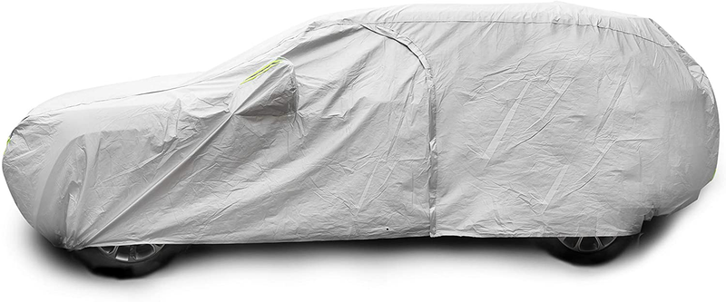 Tecoom Light Shell Breathable Material Classic Zipper Design Waterproof UV-Proof Windproof Car Cover for All Weather Indoor Outdoor Fit 180-195 inches SUV  Tecoom   