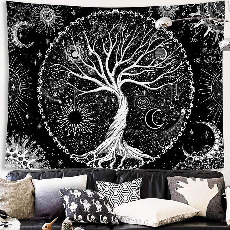Spenlife Tree of Life Tapestry Black and White Tapestry Galaxy Space Tapestry Black Aesthetic Tapestry Wall Hanging for Bedroom (50×60 Inches) Home & Garden > Decor > Artwork > Decorative Tapestries Spenlife 50×60 Inches  