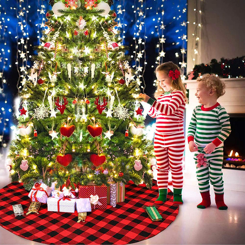DegGod 48 Inches Checked Christmas Tree Skirt, Red and Black Buffalo Plaid Double Layers Xmas Tree Base Cover Mat for Christmas New Year Home Party Decoration (Red Plaid, 48 inches) Home & Garden > Decor > Seasonal & Holiday Decorations > Christmas Tree Stands DegGod   