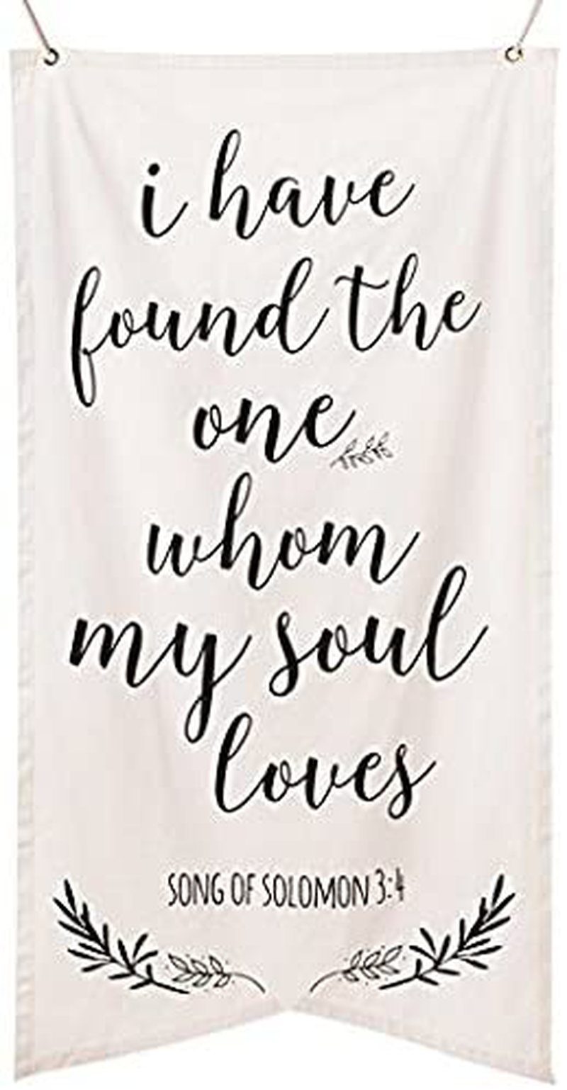 Ling's moment Callography I Have Found the One Whom My Soul Loves Banner, Bible Verse Sign, Song of Solomon 3:4 Cotton Canvas Signage for Wedding Ceremony and Reception Photobooth Backdrop Decoration Home & Garden > Decor > Seasonal & Holiday Decorations& Garden > Decor > Seasonal & Holiday Decorations Ling's moment   