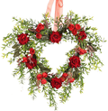 FGYZYP Valentines Day Red Rose Wreath, Artificial Heart Shaped LED Spring Wreath with Ribbon for Front Door, Handmade Mothers Day Wreath for Girlfriend Womenvalentines Wedding Wall Window Decor Home & Garden > Decor > Seasonal & Holiday Decorations FGYZYP Without Light  