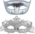 Couple Masquerade Metal Masks Venetian Halloween Costume Mask Mardi Gras Mask Apparel & Accessories > Costumes & Accessories > Masks Coddsmz Sliver+white-2  