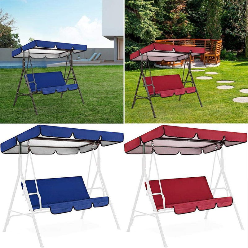 Hzemci Patio Swing Canopy Replacement Cushions & Cover, Swing Canopy Cover Set for 3 Seater, Swing Replacement Canopy and Chair Cover, Garden Seater Sun Shade Porch Swing Replacement Cushions