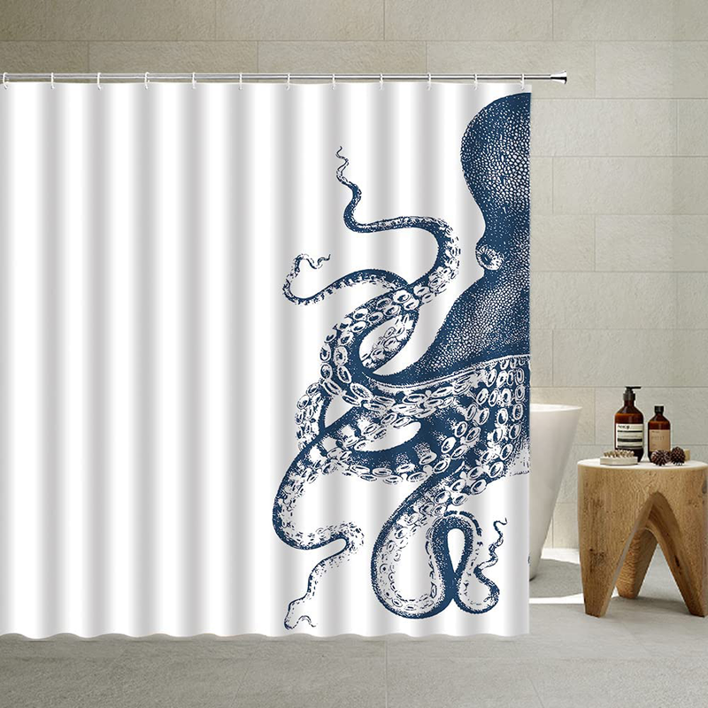 Nautical Biological Theme Shower Curtain Blue Ocean Sea Turtles Octopus Seahorse Beach Coral Reef Vintage Nautical Map Christmas New Year Decoration Bathroom Curtain with Hooks , Teal,70 X 70 Inch Home & Garden > Decor > Seasonal & Holiday Decorations& Garden > Decor > Seasonal & Holiday Decorations QYVLHD Gray White 80 X 70 Inch 