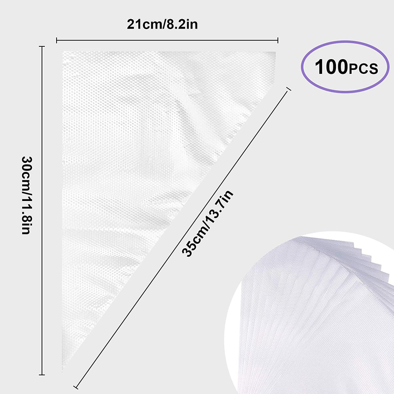 Piping Bags -100 Pack-14-Inch Disposable Cake Decorating Bags Anti-Burst Cupcake Icing Bags for all Size Tips Couplers and Baking Cookies Candy Supplies Kits