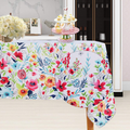 LUSHVIDA Easter Fabric Rectangle Table Cloth 60 X 84 Inch, Polyester Easter Spring Flower Tablecloth, Table Cover Protector for Holiday, Party, Wedding, Birthday, Banquet Decoration Use, Floral