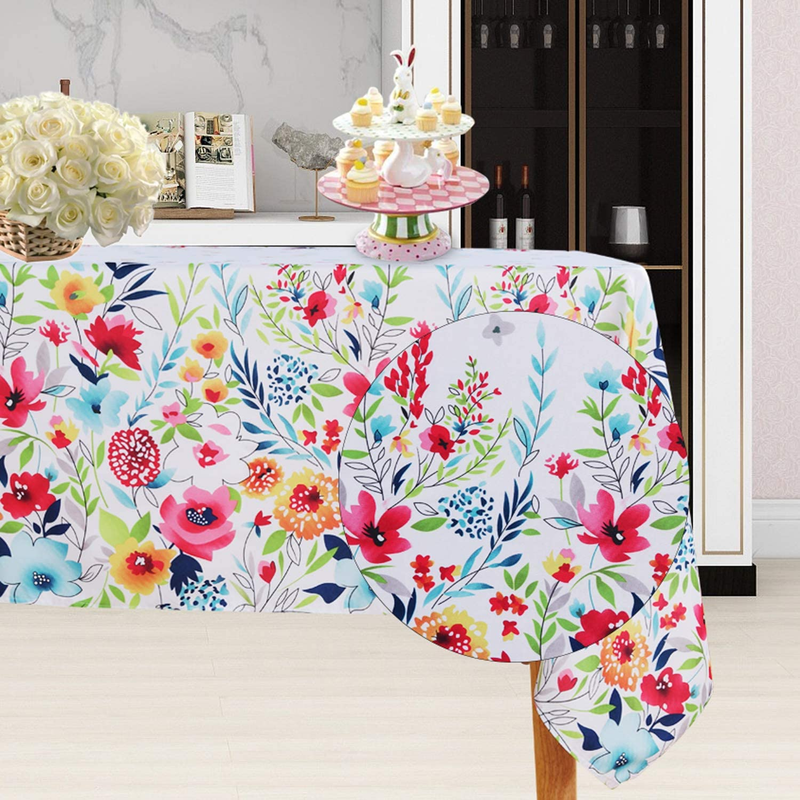 LUSHVIDA Easter Fabric Rectangle Table Cloth 60 X 84 Inch, Polyester Easter Spring Flower Tablecloth, Table Cover Protector for Holiday, Party, Wedding, Birthday, Banquet Decoration Use, Floral Home & Garden > Decor > Seasonal & Holiday Decorations LUSHVIDA Flower 60x102 Inch 