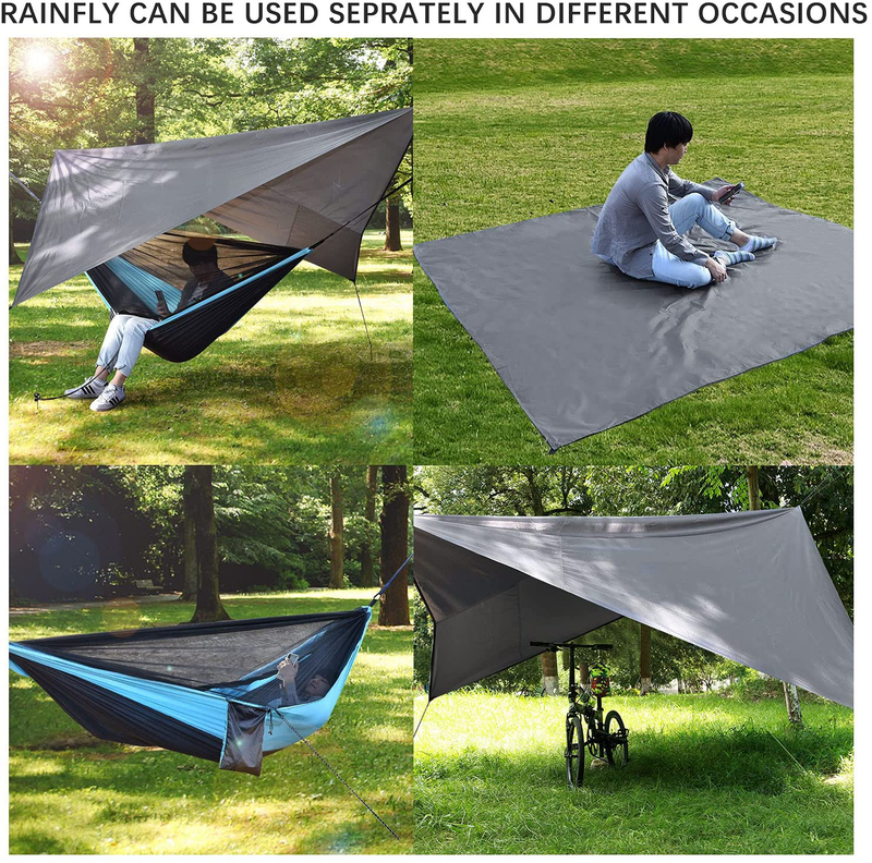 OTraki Camping Hammock with Mosquito Net and Rainfly Tarp Portable Double Hammock with Tree Straps 2 Person Use for Outdoor Travel Backpacking Hiking Yard Garden Picnic Home & Garden > Lawn & Garden > Outdoor Living > Hammocks OTraki   