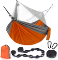 Sunyear Hammock Camping with Net/Netting, Portable Camping Hammock Double Tree Hammock Outdoor Indoor Backpacking Travel & Survival, 2 Tree Straps (16+1 Loops Each, 20Ft Total) Sporting Goods > Outdoor Recreation > Camping & Hiking > Mosquito Nets & Insect Screens Sunyear Grey/Orange 78"W*118"L 