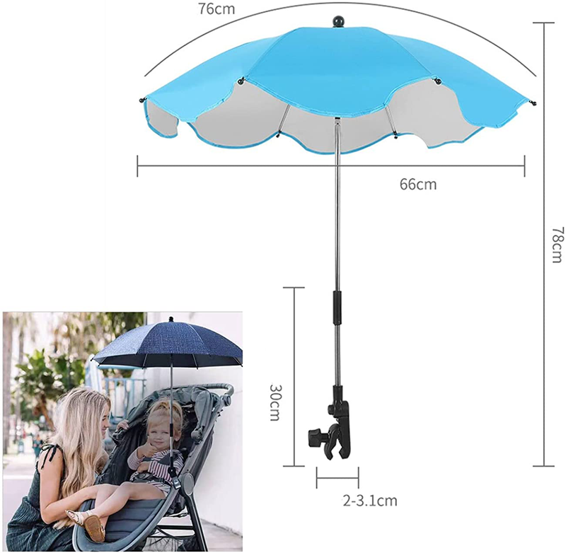 Portable Folding Sun Umbrella, Beach Umbrella with Universal Clamp, SPF 50+ Adjustable Golf Umbrella for Strollers, Beach Chairs, Wheelchairs Home & Garden > Lawn & Garden > Outdoor Living > Outdoor Umbrella & Sunshade Accessories Upwsma   