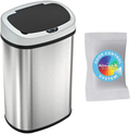 iTouchless 13 Gallon Automatic Trash Can with Odor-Absorbing Filter and Lid Lock, Power by Batteries (not included) or Optional AC Adapter (sold separately), Black/Stainless Steel Home & Garden > Kitchen & Dining > Kitchen Tools & Utensils > Kitchen Knives iTouchless Oval Stainless Steel  