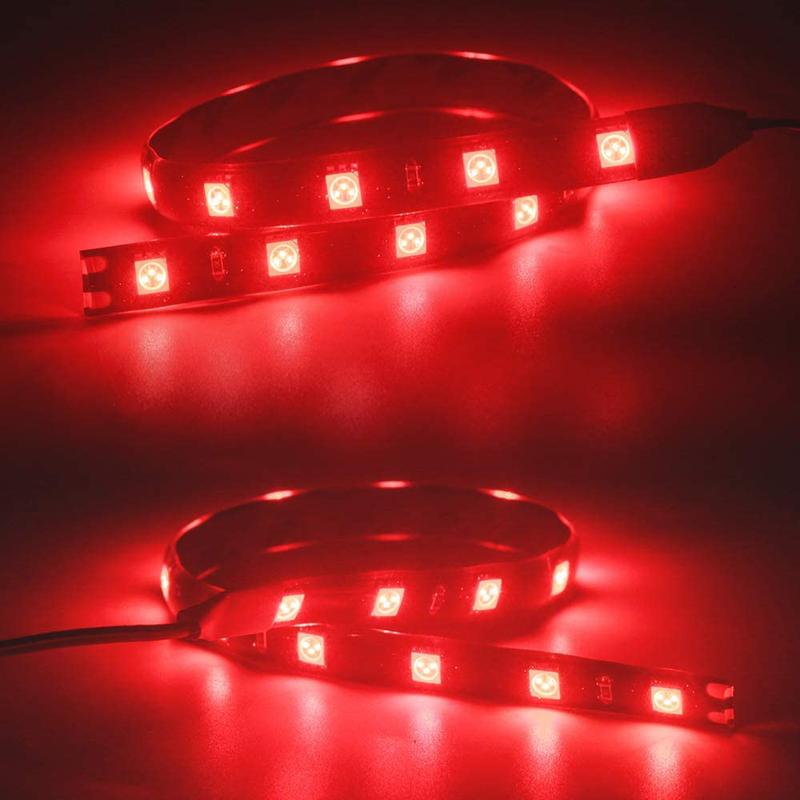 EverBright 4-Pack Red 30CM 5050 12-SMD DC 12V Flexible LED Strip Light Waterproof Car Motorcycles Decoration Light Interior Exterior Bulbs Vehicle DRL Day Running with Built-in 3M Tape  YM E-Bright   