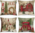 Hlonon Christmas Decorations Christmas Pillow Covers 20 X 20 Inches Set of 4 - Xmas Series Cushion Pillow Cover Custom Zippered Square Pillowcase Home & Garden > Decor > Chair & Sofa Cushions Hlonon Christmas 16x16 Inch 