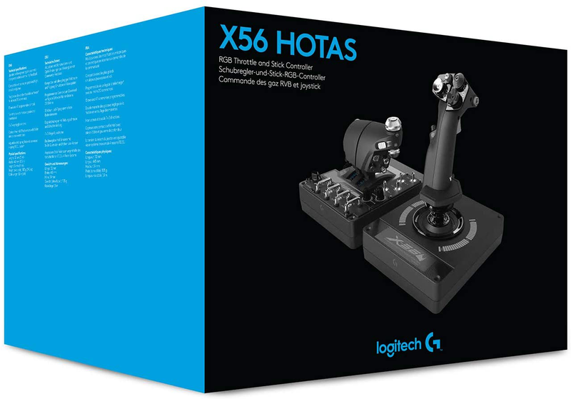 Logitech G X56 H.O.T.A.S Throttle and Joystick Flight Simulator Game Controller, 4 Spring Options, +189 Programmable Controls, RGB Lighting, 2x USB, PC - Black