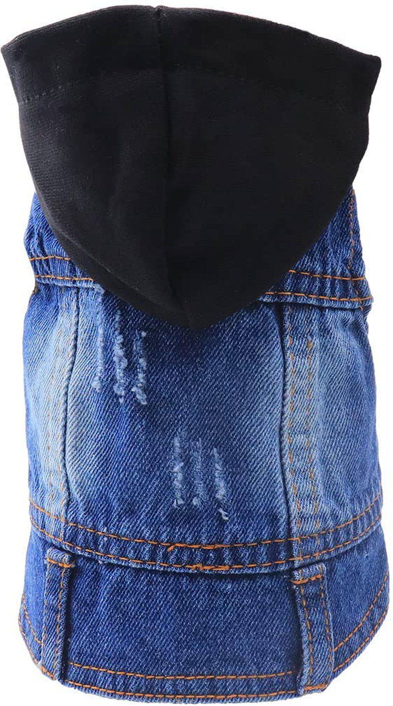 Rooroopet Dog Jeans Jacket,Pet Clothes Cool Blue Denim Hoodies,Lapel Vests Vintage Clothes for Small Medium Dogs and Cats Comfort and Cool Apparel Animals & Pet Supplies > Pet Supplies > Cat Supplies > Cat Apparel rooroopet Black Medium 