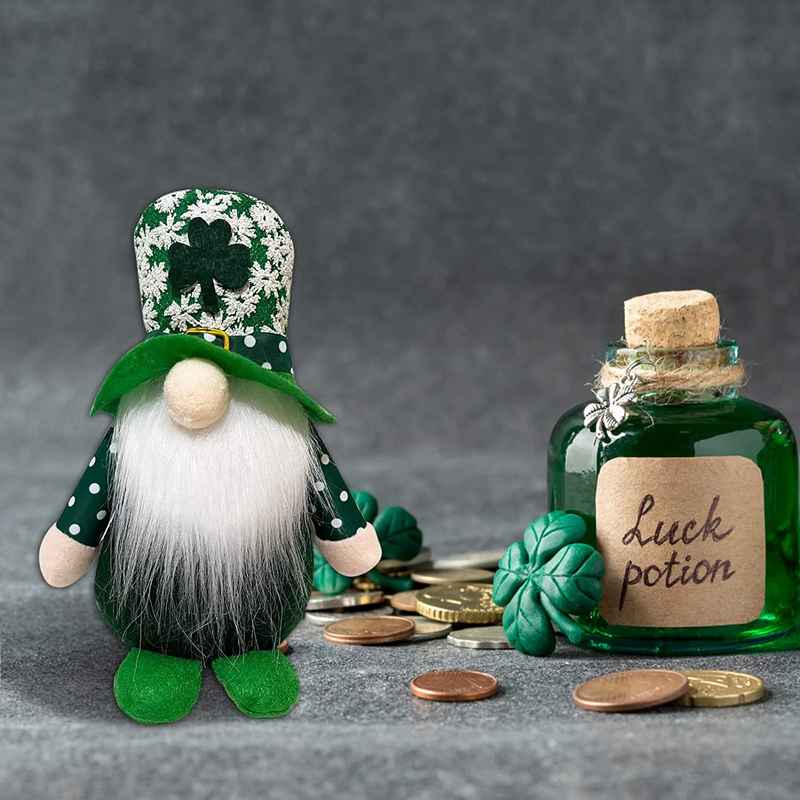 Serfeliz 2 PCS St. Patrick'S Day Ornaments Gnome Plush Doll, Leprechaun Figurine, St. Patrick'S Day Decoration and Gifts.