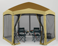 COOSHADE Pop Up Camping Gazebo 6 Sided Instant Screened Canopy Tent Outdoor Screen House Room(12x10Ft,Camouflage) Home & Garden > Lawn & Garden > Outdoor Living > Outdoor Structures > Canopies & Gazebos COOSHADE Brown W/ Beige  