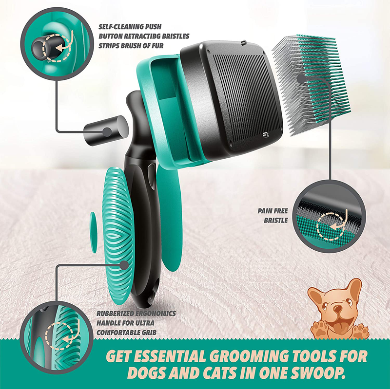 Ruff 'N Ruffus Self-Cleaning Slicker Brush + FREE Pet Nail Clippers | UPGRADED PAIN-FREE BRISTLES | Cat Dog Brush Grooming Gently Reduces Shedding & Tangling For All Hair Type… Animals & Pet Supplies > Pet Supplies > Dog Supplies Ruff 'n Ruffus   